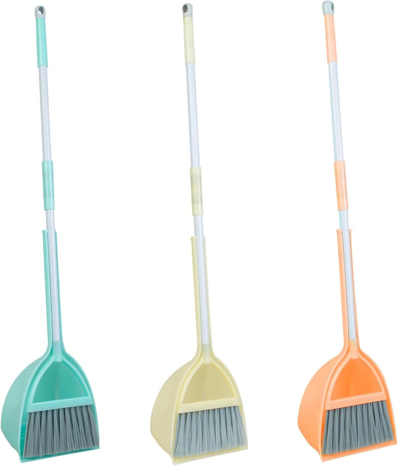 Xifando Mini Broom with Dustpan-Small Housekeeping Cleaning Sweep for Kitchen Bathroom Pet Nest Boat(3set,Blue+Orange+Yellow) - Image 2